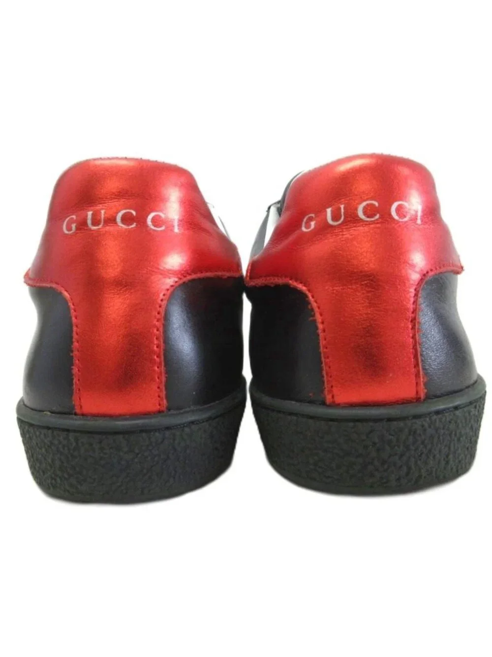 Gucci Ace Stripe Sneakers Low Cut Shoes Logo Black Ivory
